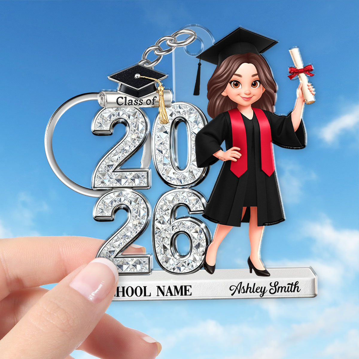 3D Shiny Effect Class Of 2026 2027 Senior - Personalized Acrylic Keychain - Gift For Graduates, Daughter, Son