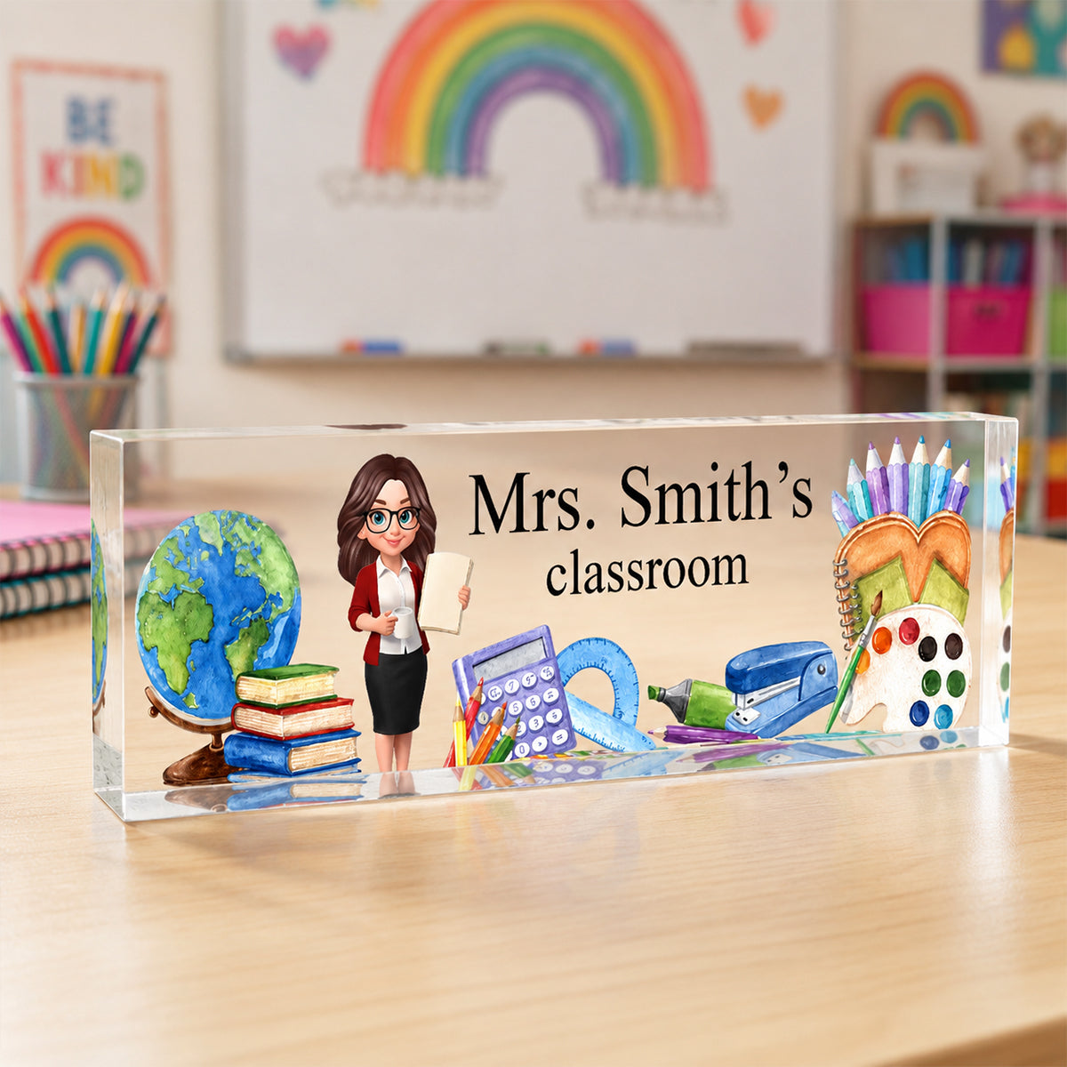 Teacher's Classroom Custom Teacher Name Sign - Personalized Name Desk Plate - Back to School Gift for Teacher