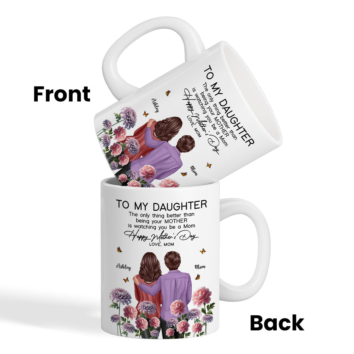 To My Daughter From Mom Happy Mother's Day Birth Flower Personalized Mug, Gift For Daughter