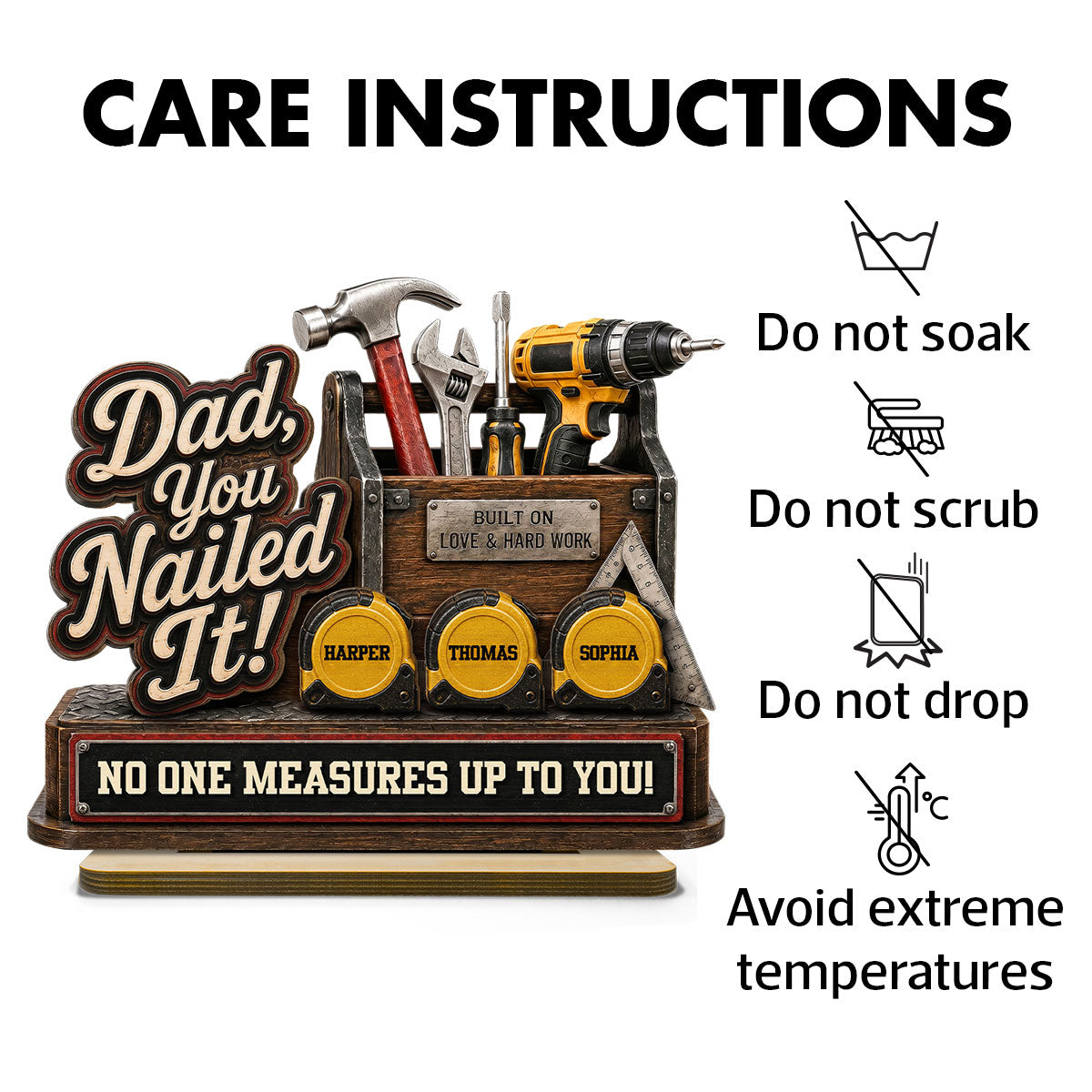 Dad You Nailed It Custom Name 2D Flat - Personalized 2-Layered Wooden Plaque - Father's Day Gift For Dad
