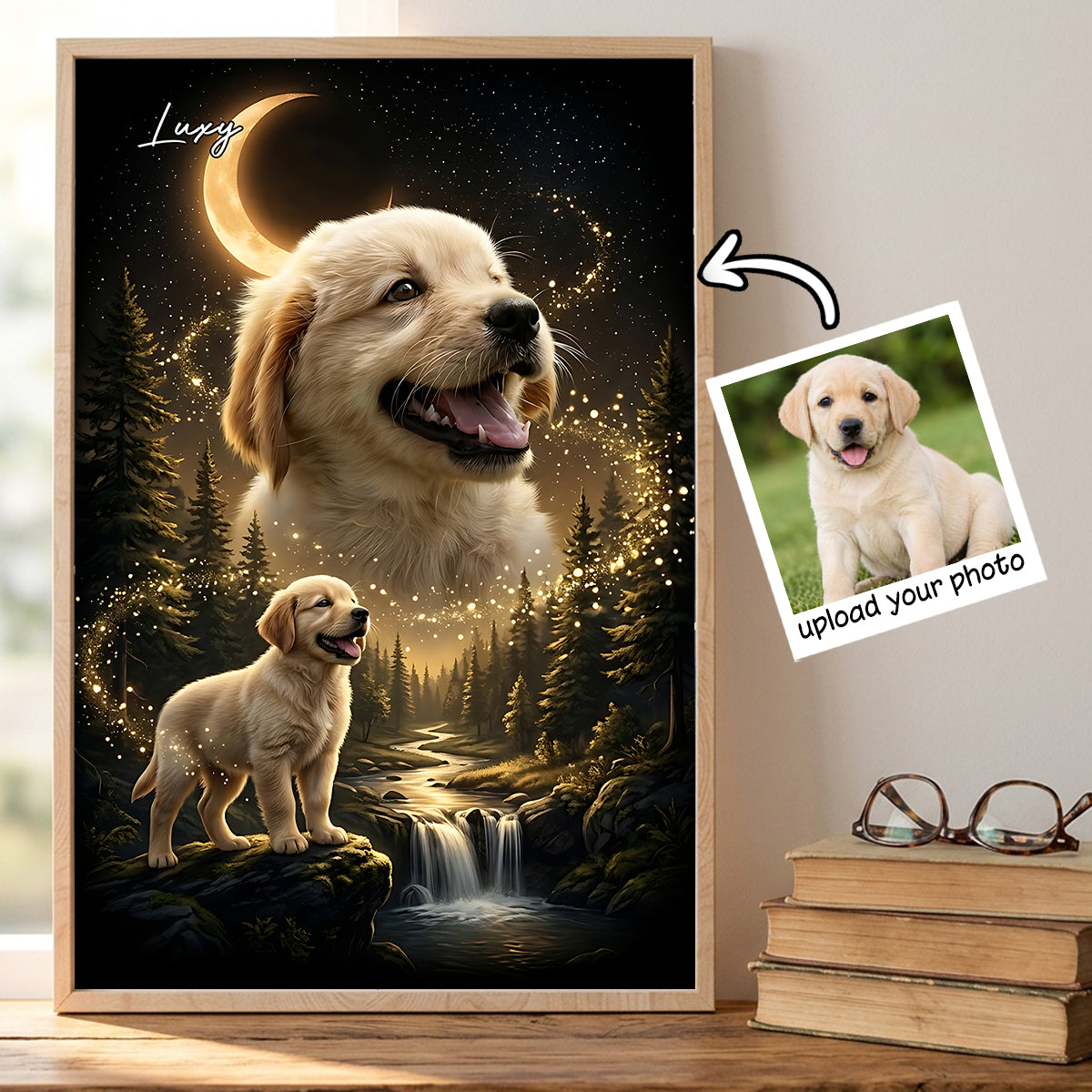 Dog Howling to the Moon - Personalized Poster - Gift for Dog, Cat Lovers, Pet Memorial Gift