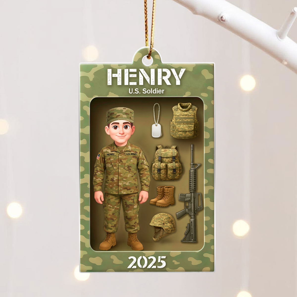 Military Action Figure - Personalized Acrylic Ornament - Special Gift For The Military