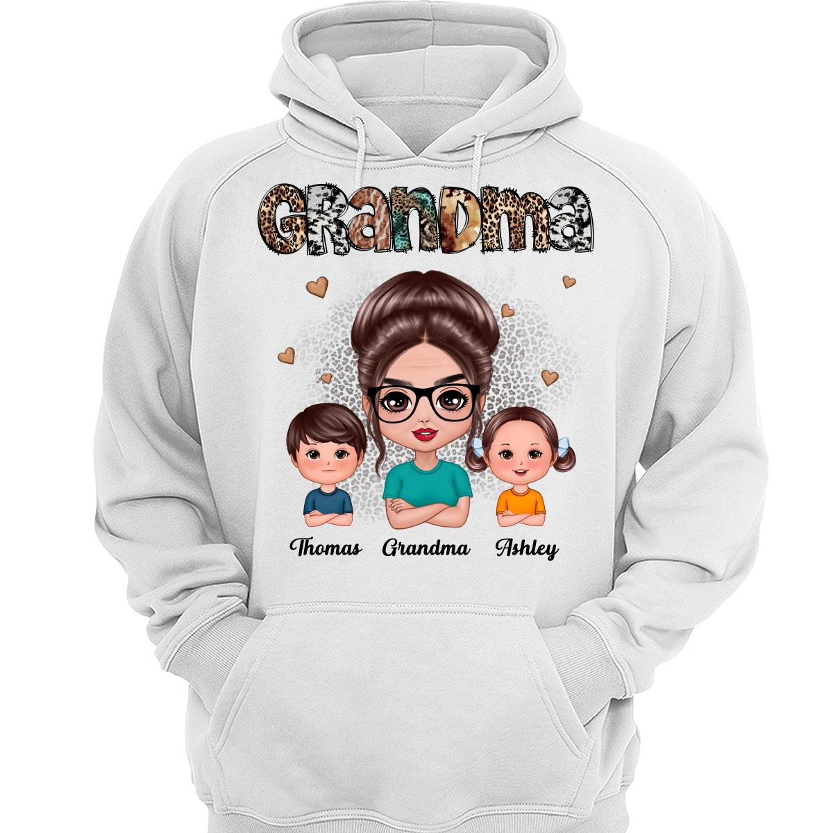 Animal Patterns Grandma With Grandkids Personalized Shirt