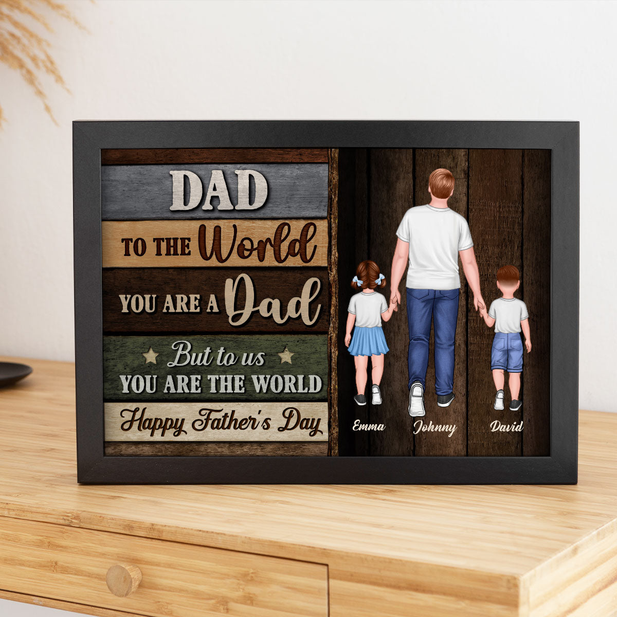Colored Wood Pallets Dad You Are The World Personalized Poster| Heartfelt Father's Day Gift For Dad, Husband