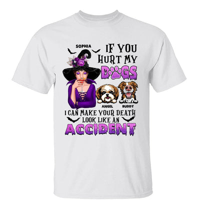If You Hurt My Dogs Witch Halloween Cute Watercolor Dog Personalized Shirt