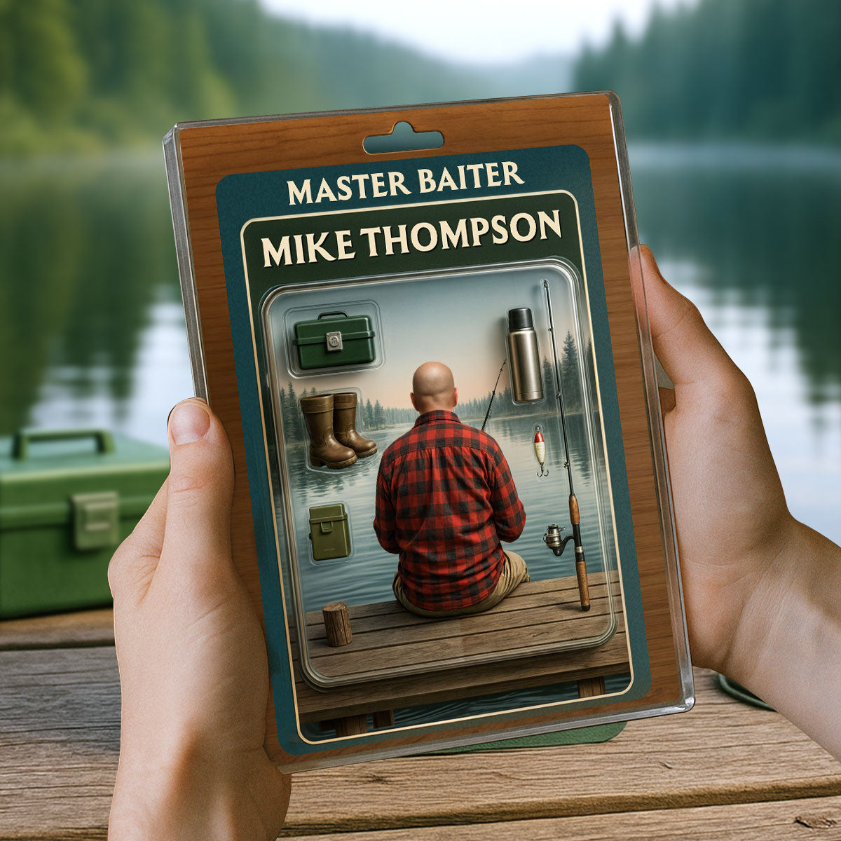 Fishing Dad Grandpa Man Realistic Figure Style Personalized Acrylic Block Plaque