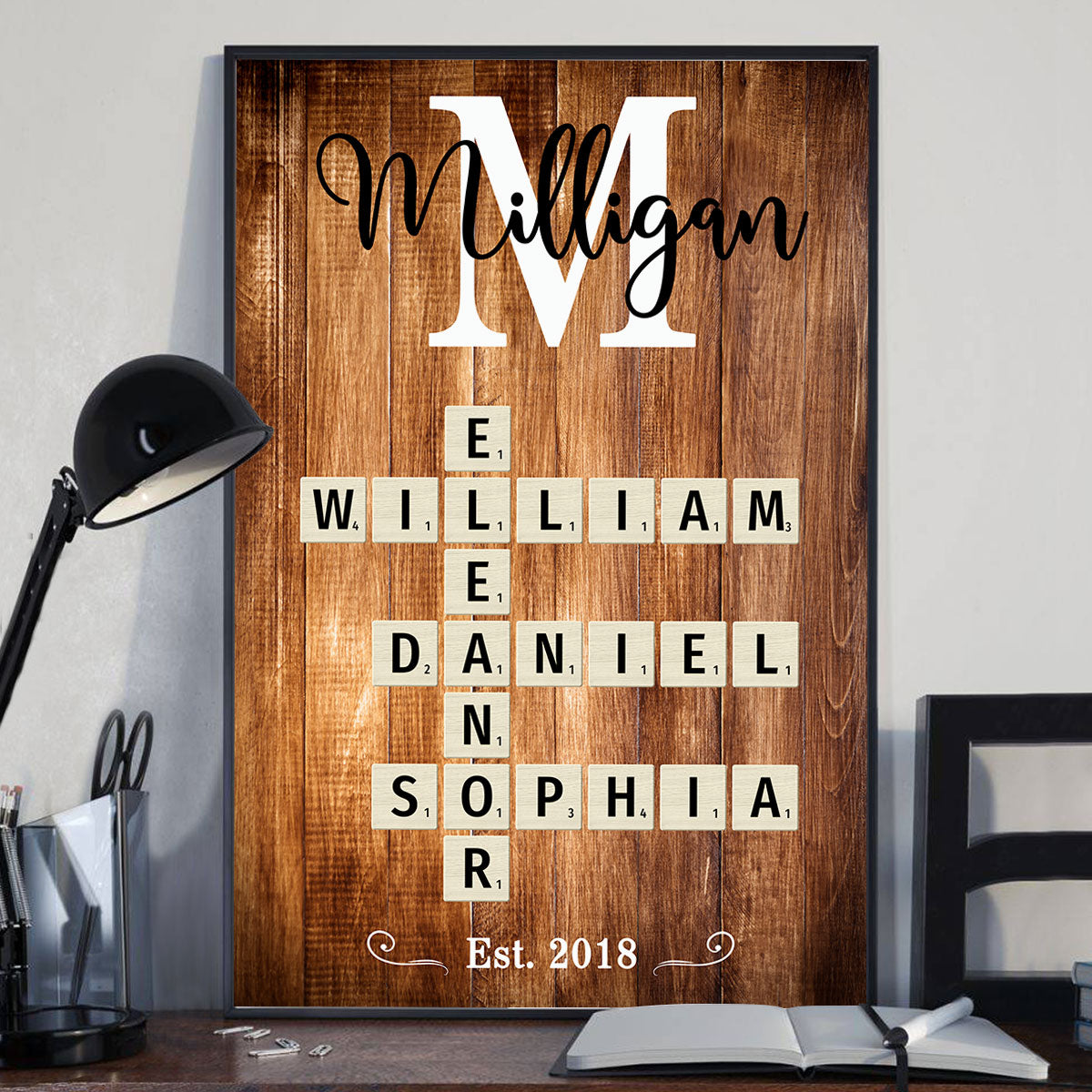 Family Name Crossword Puzzle Art - Personalized Poster - Gift For Dad, Gift For Husband, Gift For Grandpa