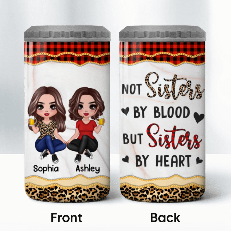 Leopard And Red Plaid Best Friends Personalized 4 In 1 Can Cooler