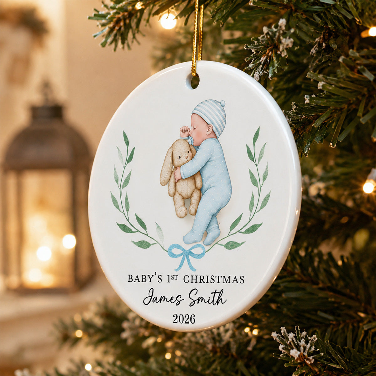 Baby’s First Christmas Sleeping Baby – Personalized Ceramic Ornament