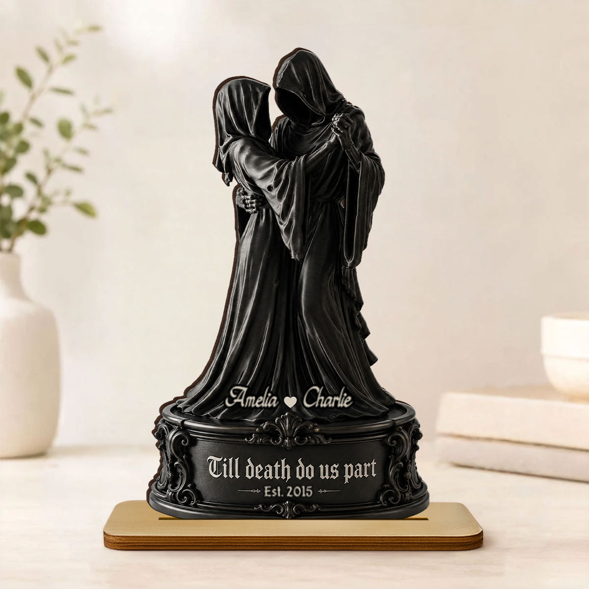 The Last Dance Grim Couple - Personalized 2-Layered Wooden Plaque - Halloween Decor For Couple