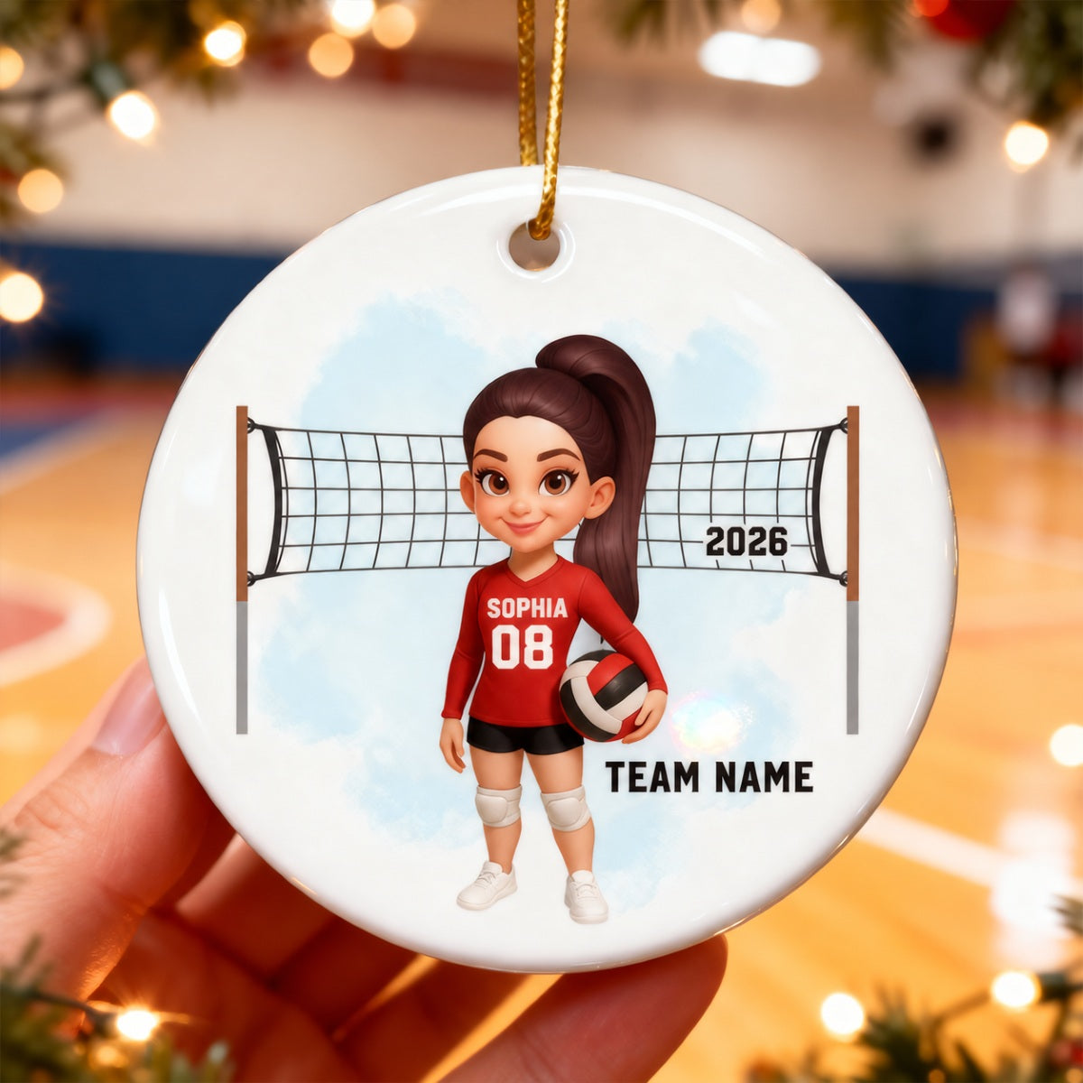 Christmas Volleyball Player - Personalized Ceramic Ornament - Gift For Volleyball Lovers, School Volleyball Team
