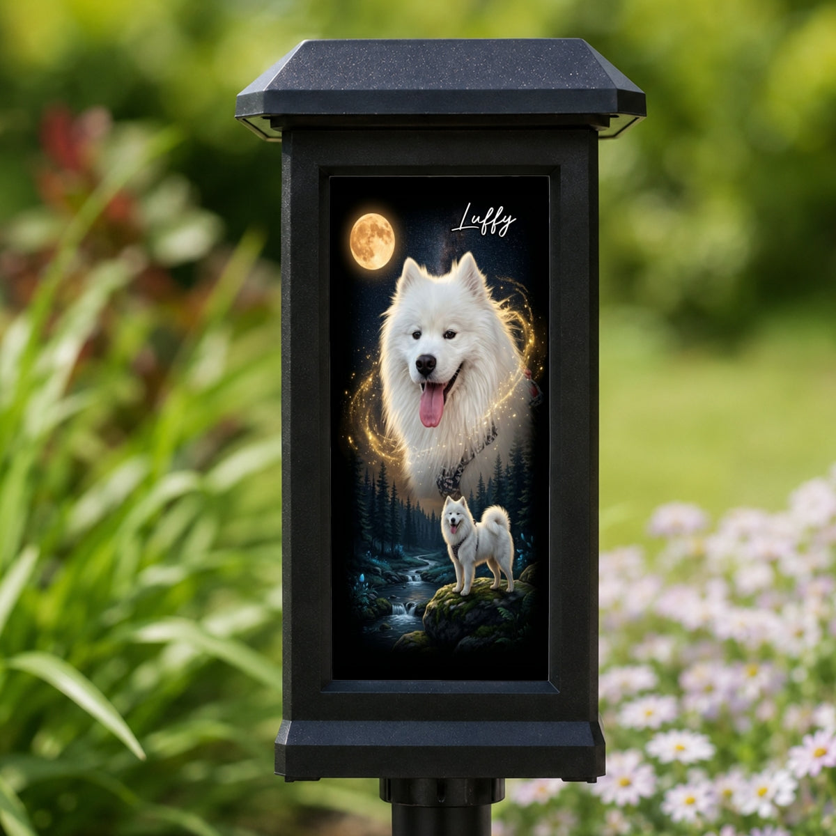 Dog Howling to the Moon - Personalized Solar Garden Light - Gift for Dog, Cat Lovers, Pet Memorial Gift