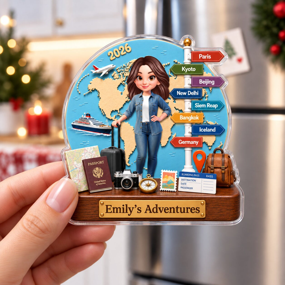 Traveling Destination Travel Adventure 2D Flat - Personalized Acrylic Magnet
