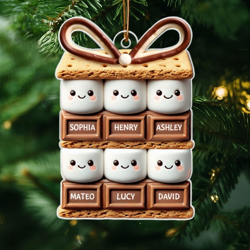 Funny Cute Christmas Family S'more Cake Personalized Acrylic Ornament