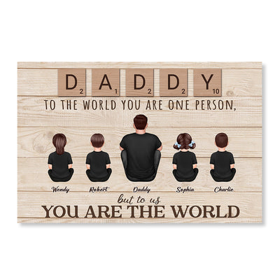 Daddy Grandpa Letters Wood Texture Sitting Back View Personalized Poster
