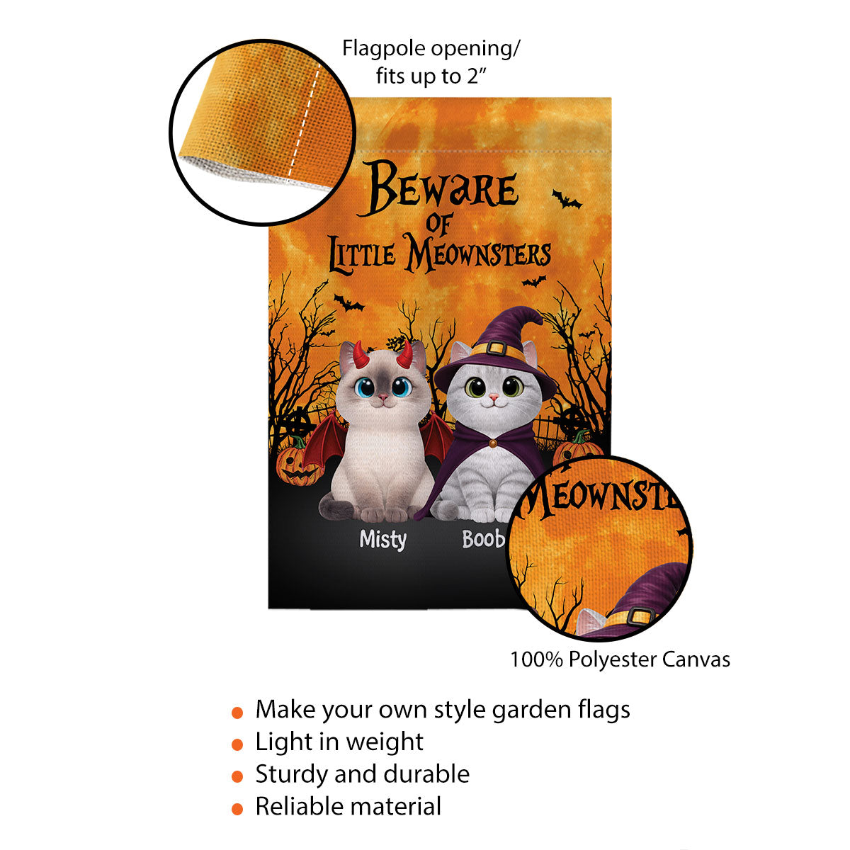 Halloween Theme Beware Of Little Meownsters Cats - Personalized Garden Flag - Halloween Decor For Cat Lovers