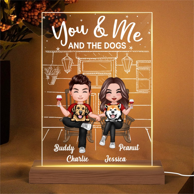 Couple And The Dogs Front Porch Personalized Plaque LED Night Light, Acrylic LED Lamp