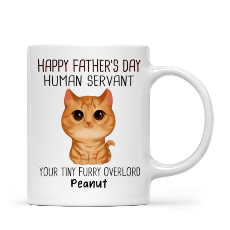Watercolor Cute Cats Happy Father‘s Day Cat Human Servant - Personalized Mug