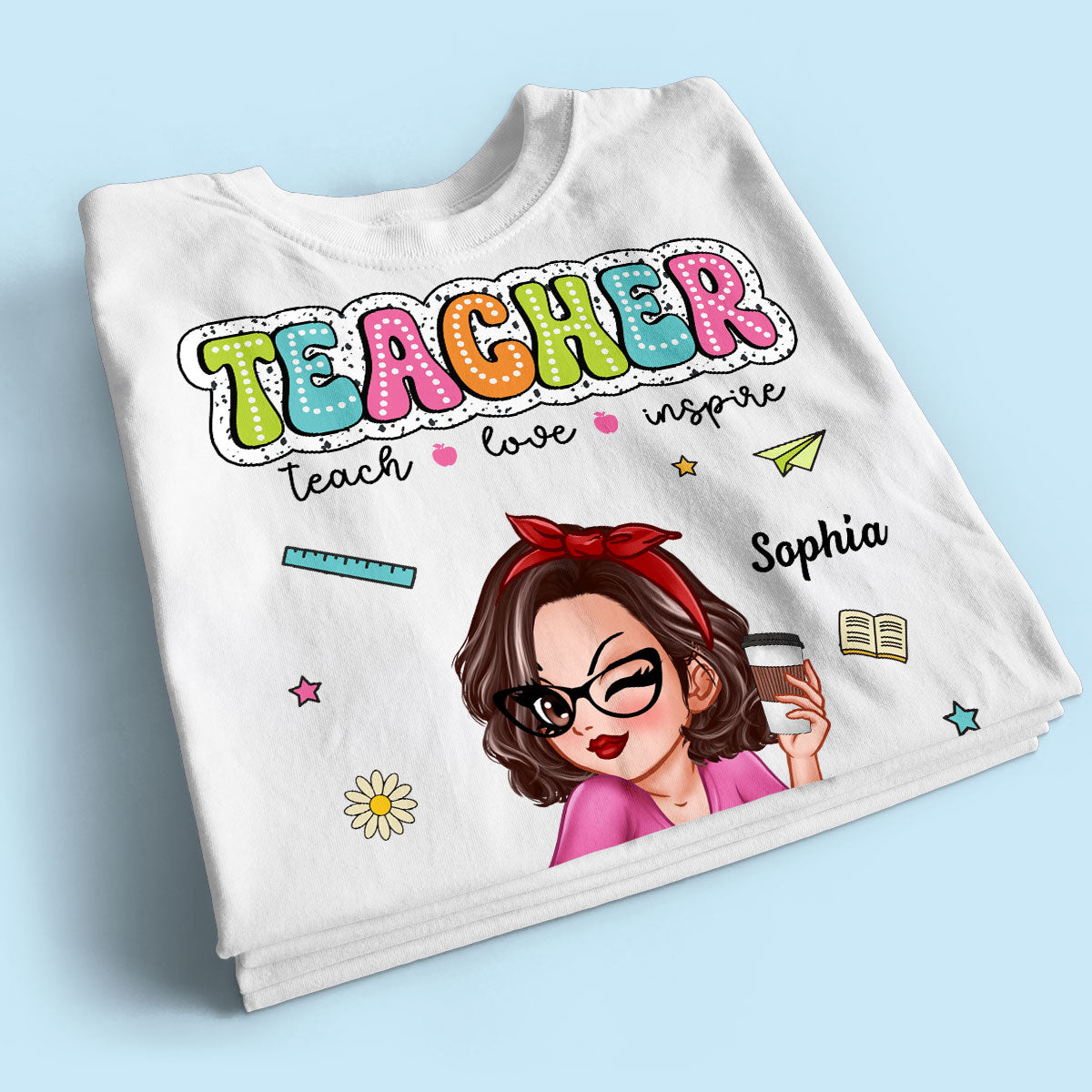 Teacher Teach Love Inspire Summer Personalized Shirt, Back To School, Teacher Appreciation, Teacher Gift