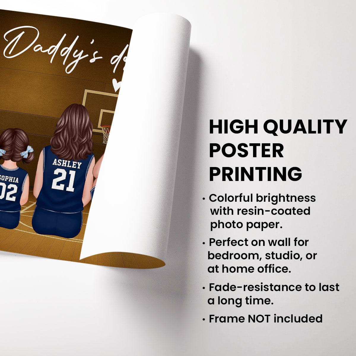 Retro Vintage Basketball Family Daddy's Dream Team Personalized Poster| Heartfelt Father's Day Gift For Dad