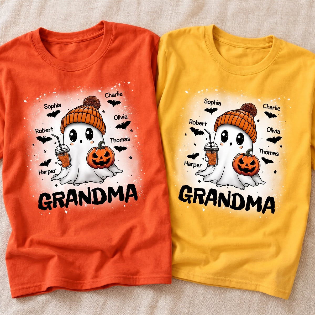 Boo Grandma Fall Season Halloween Custom Grandkids Names Personalized Shirt