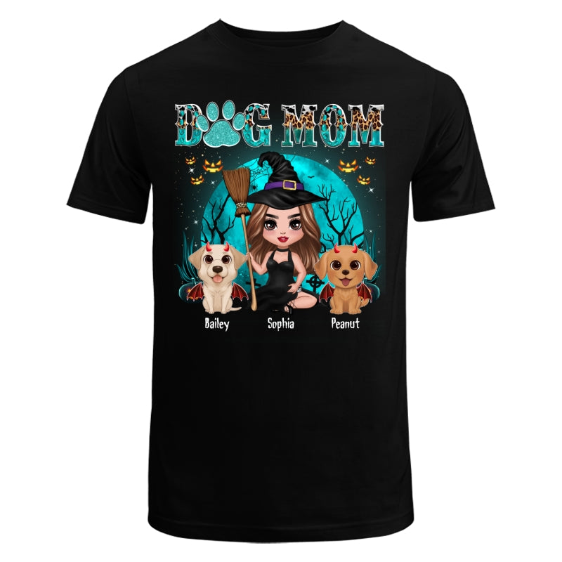 Teal And Leopard Halloween Dog Mom Personalized Shirt
