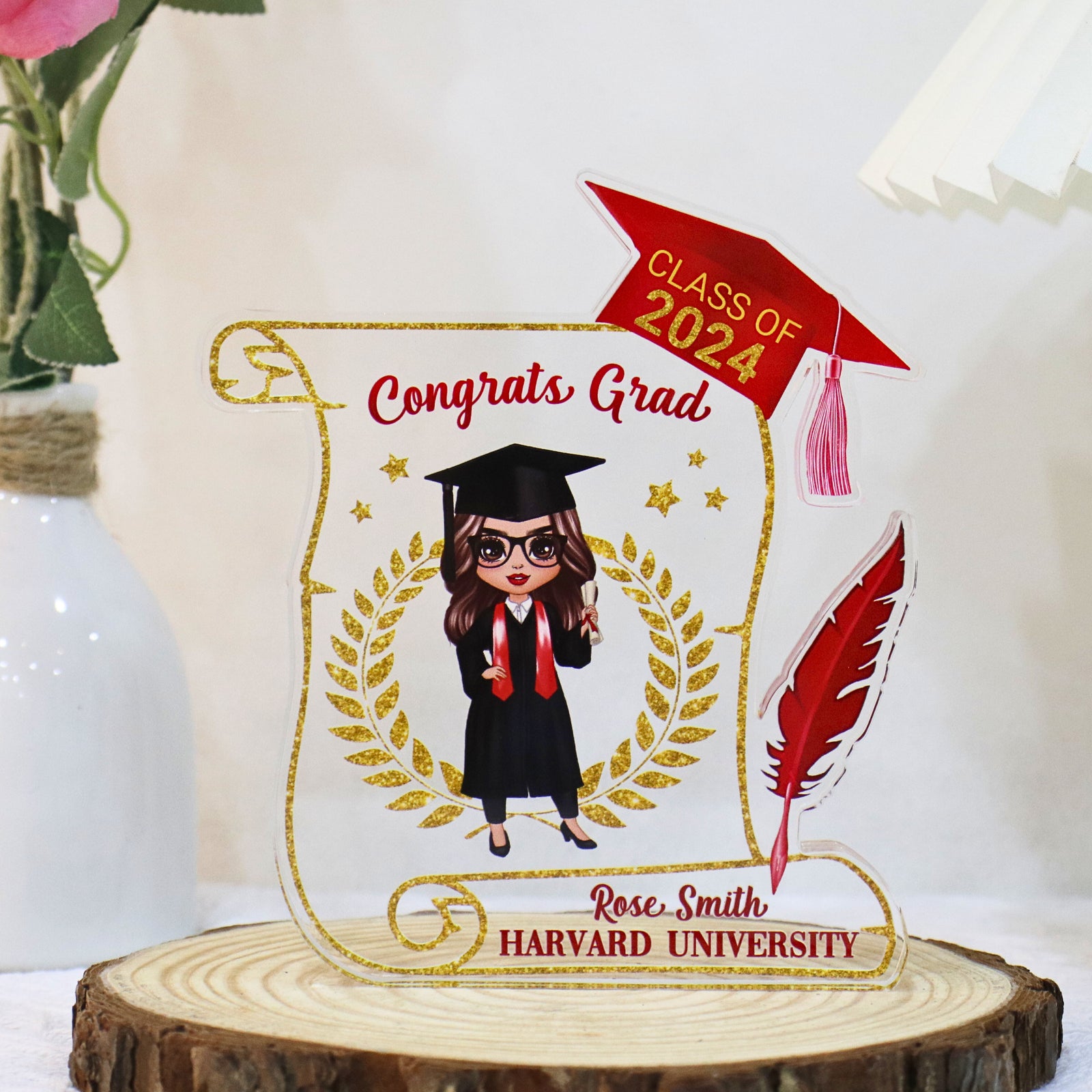 Class of 2025 Graduation Gift for Daughter Personalized Acrylic Block Plaque