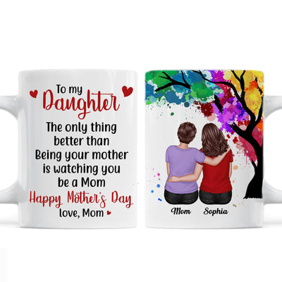 To My Daughter Happy Mother‘s Day Watercolor Tree Personalized Mug