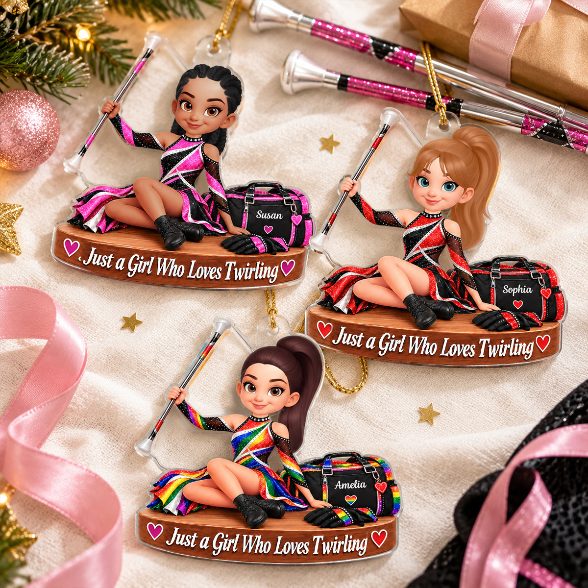 Just a Girl Who Loves Twirling - Personalized Acrylic Ornament - Christmas Gift for Daughter, Granddaughter, Niece