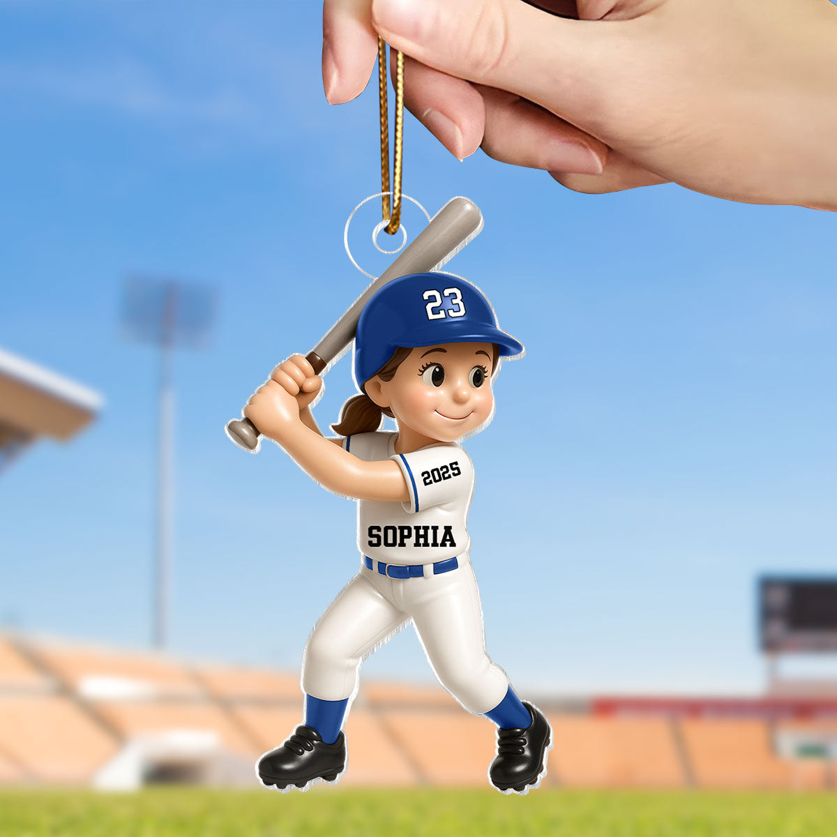 Cute Baseball Player 3D Effect, Personalized Acrylic Flat Ornament, Gift for Son, for Daughter, for Grandson, for Granddaughter