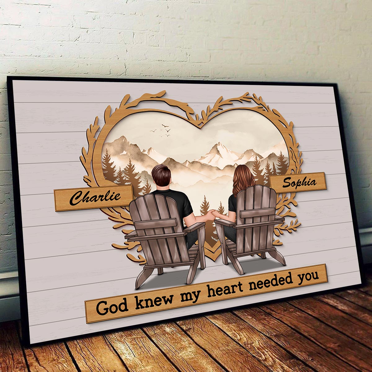 Vintage Style Couple Sitting Personalized Poster