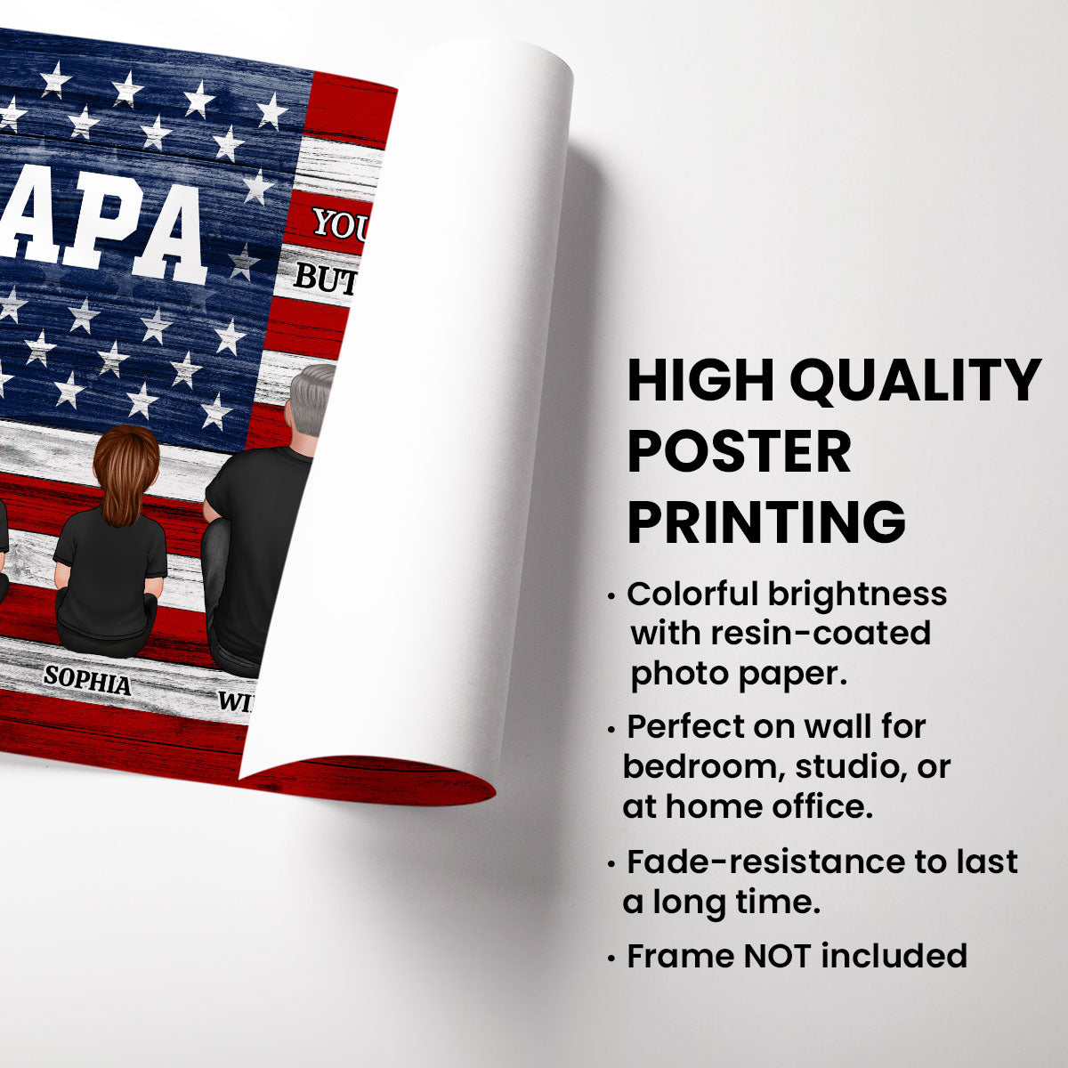 Nation Flag Grandpa And Kids Sitting Personalized Poster| Heartfelt Father's Day Gift For Grandpa