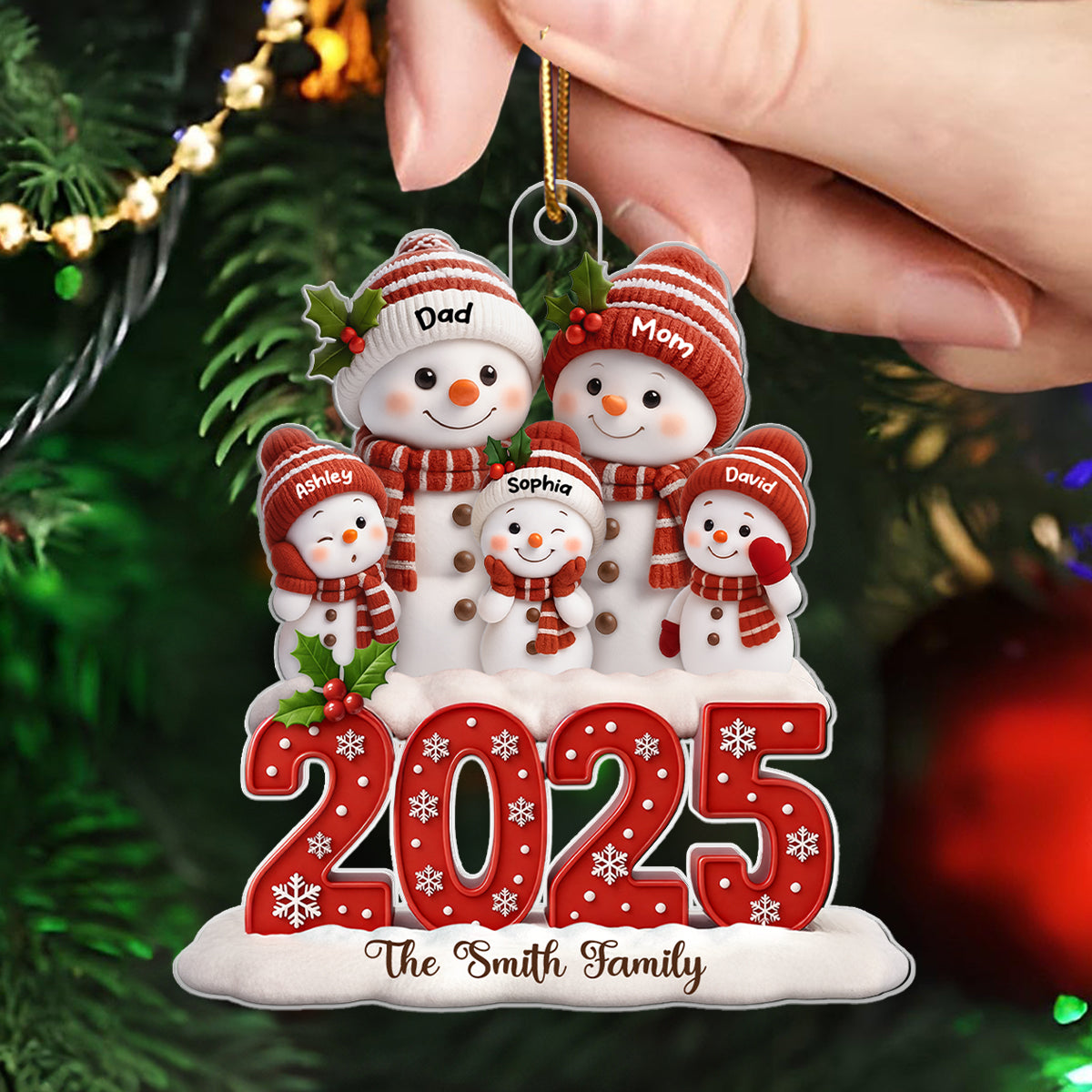 Family Snowman 2025 Togetherness - Personalized Acrylic Ornament - Christmas Gift for Husband, Wife, Christmas Decor