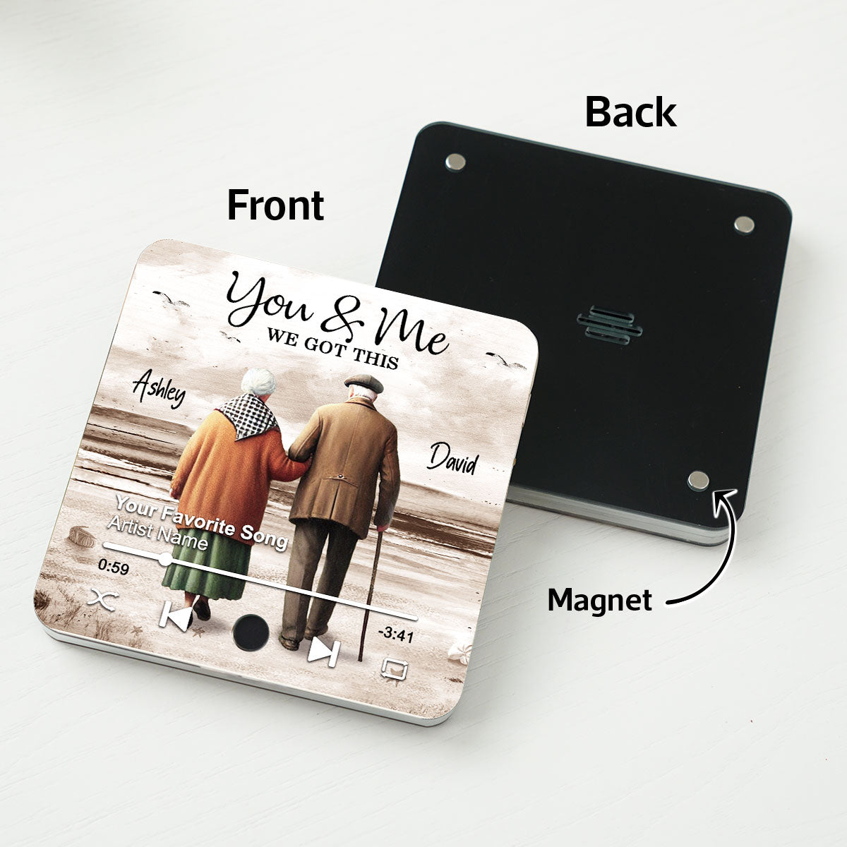 Eternal Love Couple Growing Old Together Beach Landscape Personalized Music Fridge Magnet