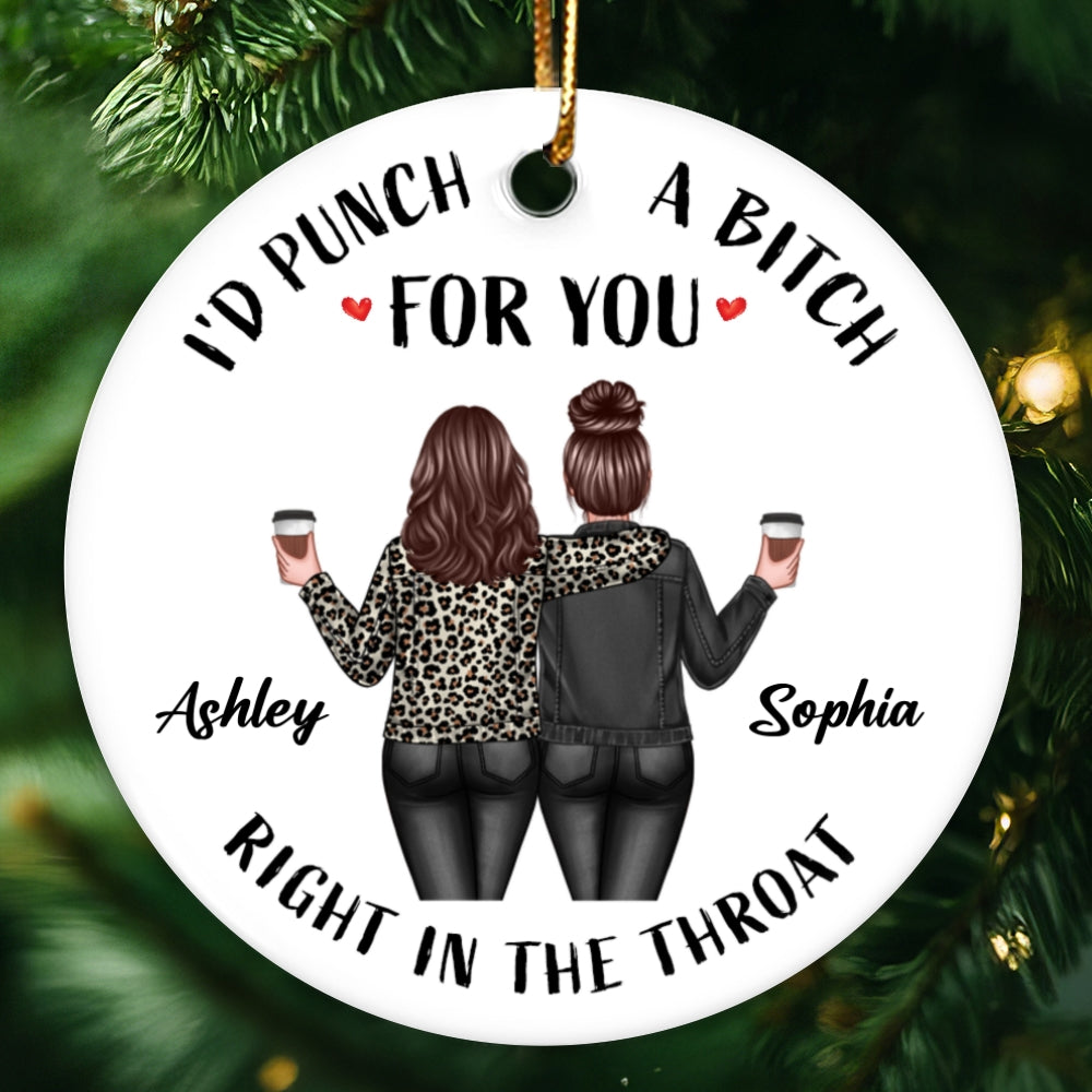Back View Besties Christmas Personalized Ceramic Ornament, Funny Gift For Besties, Best Friends, BFF
