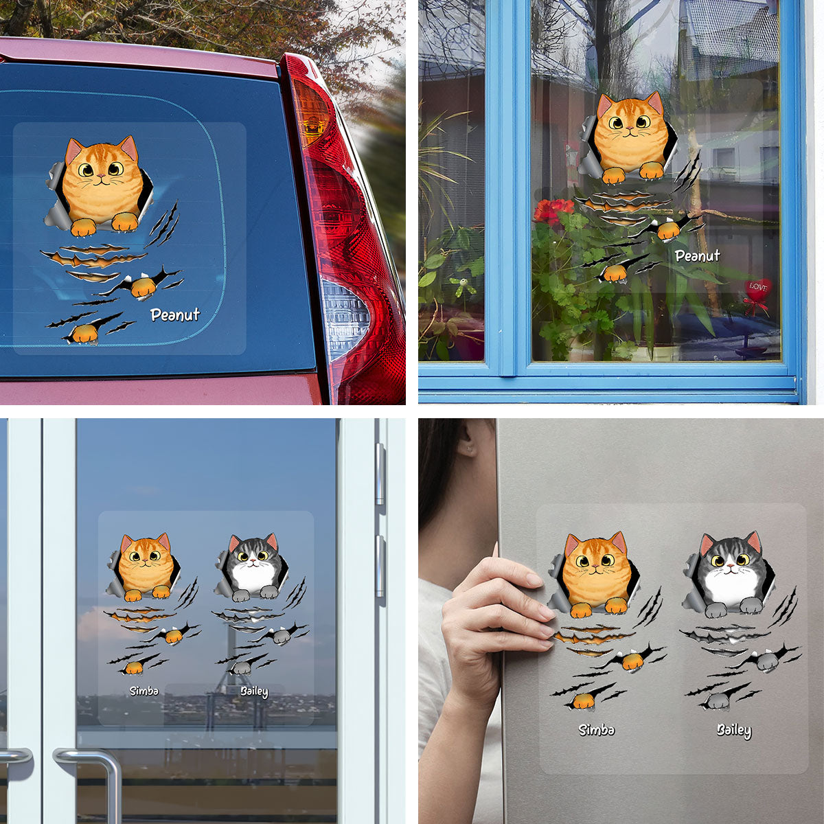 Fluffy Cat Scratch Cat Lover Decor Personalized Decal