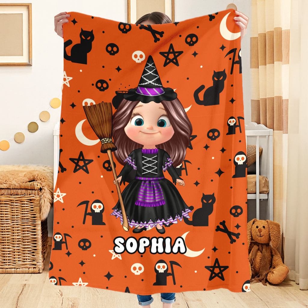 Halloween Theme Custom Characters Personalized Fleece Blanket, Fun & Unique Halloween Gift For Kids, Grandkids