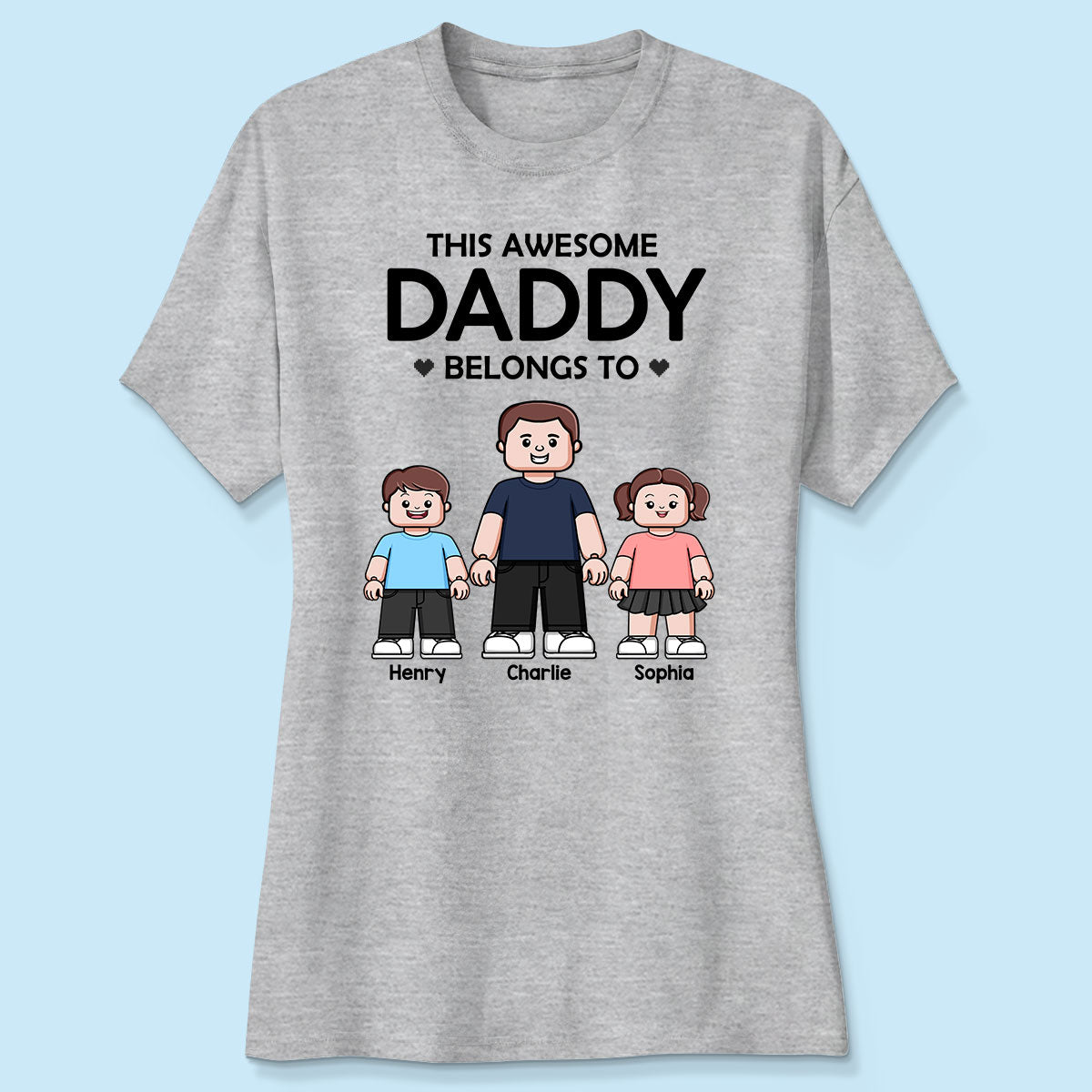 This Daddy Belongs To Kids Block Characters Personalized Shirt