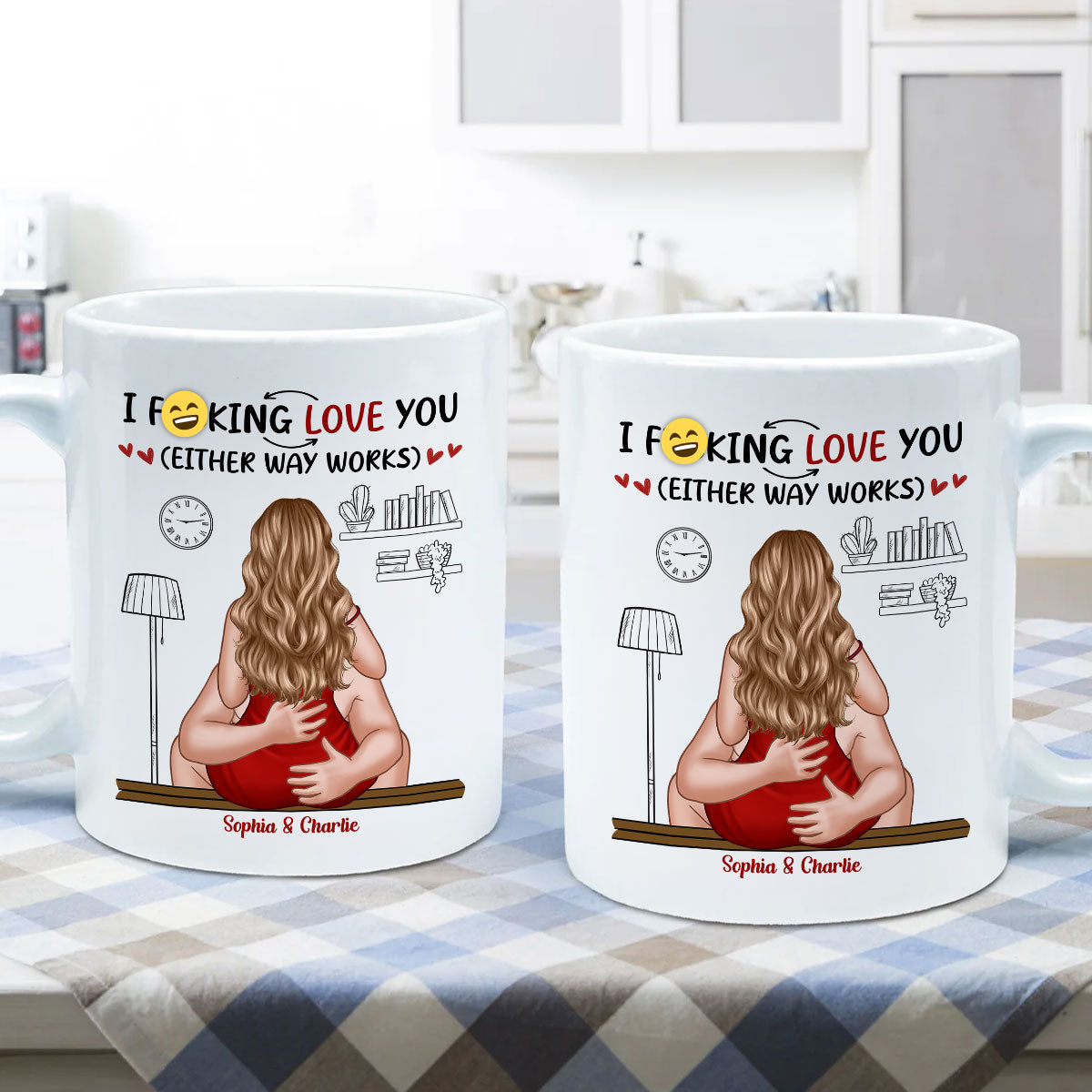 I Love You Either Way Inappropriate Couple Kissing - Personalized Mug - Funny Gift For Partner Gift For Her Gift For Him