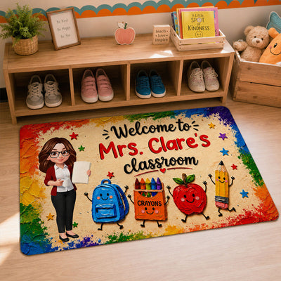 Cute Things Welcome Teacher Class Impasto Brushstroke - Personalized Doormat