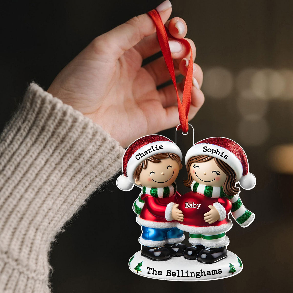 2024 Pregnancy Ornament, Personalized We're Expecting Parents, Pregnant Christmas Ornament, Mom and Dad to Be Gift