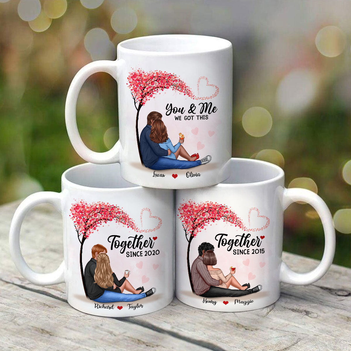 Couple Sitting Under Tree Together Since Personalized Mug