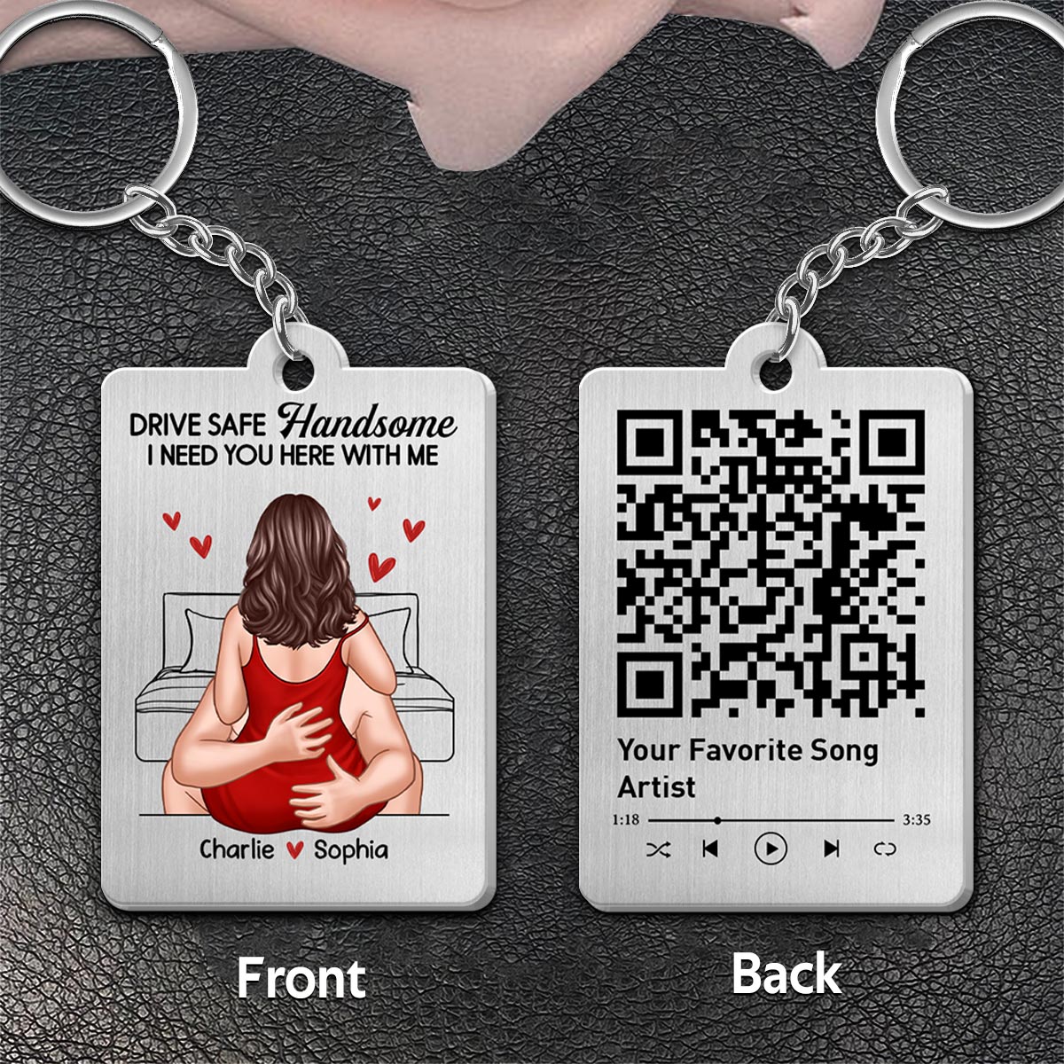 Couple Kiss Passionate Drive Safe Personalized Metal Keychain