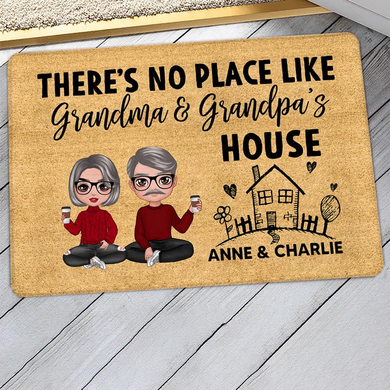 No Place Like Grandparents House Grandma Grandpa Personalized Doormat