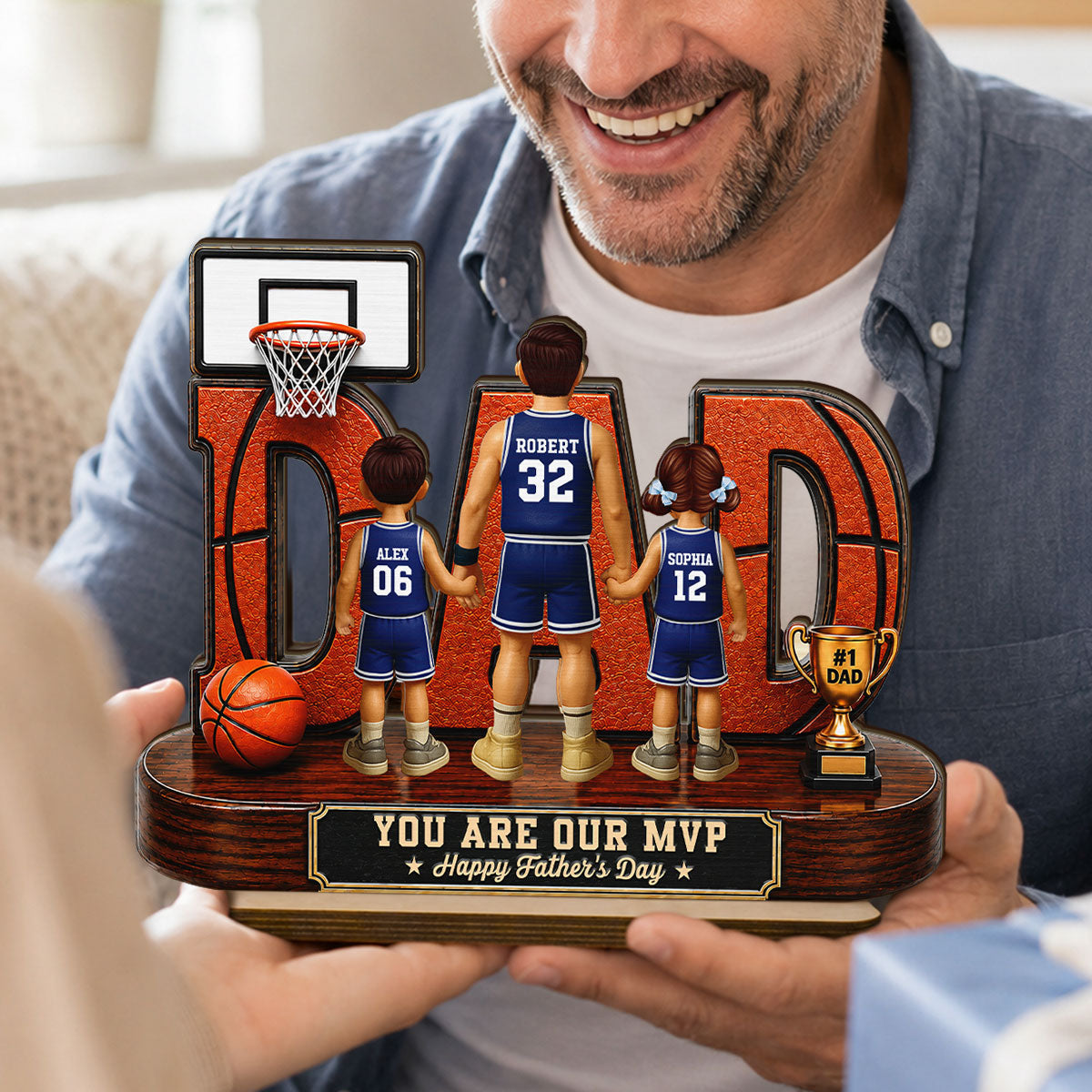 Basketball Dad Legend You Are Our MVP - Personalized 2-Layered Wooden Plaque - Unique Trending 2026 Father's Day Gift For Dad, Husband, Basketball Fans