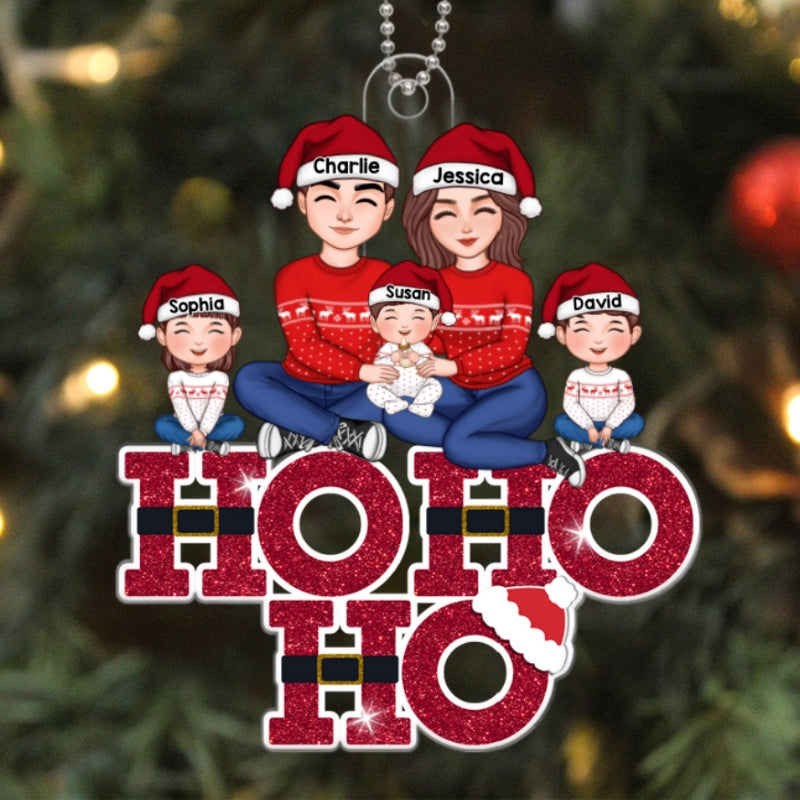 Ho Ho Ho Family Christmas Gift Personalized Acrylic Ornament