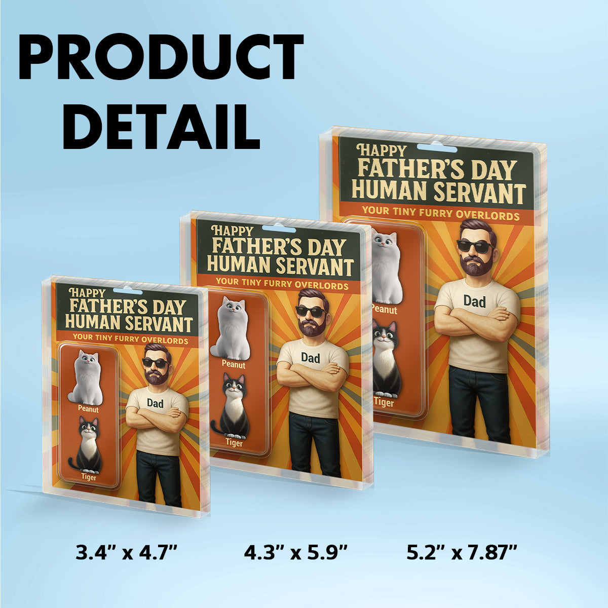 Happy Father's Day Human Servant Cat Dad Custom Action Figure Personalized Acrylic Block Plaque