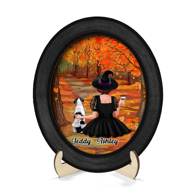 Fall Season Halloween Dog Mom Personalized 2-Layer Wooden Plaque, Halloween Decoration