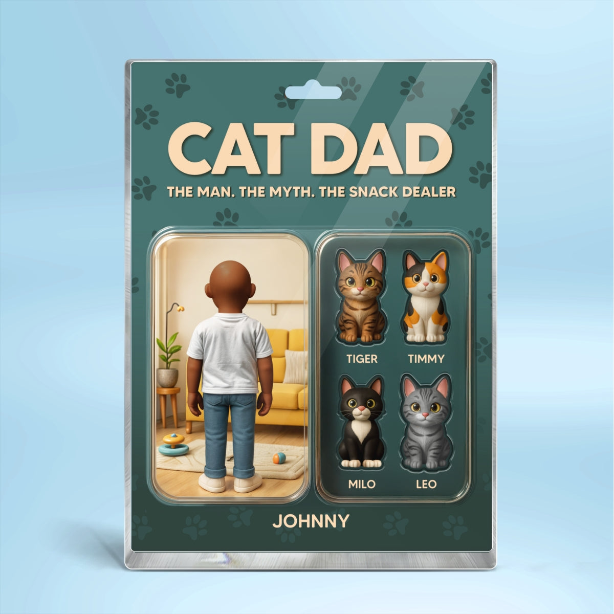 Cat Dad Cartoon Figures Style Personalized Acrylic Block Plaque, Father's Day Gift for Cat Lover