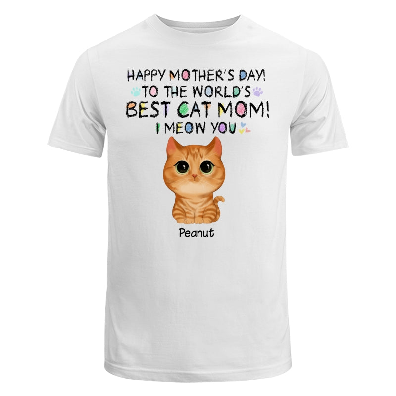 Watercolor Cute Cats Happy Mother‘s Day World‘s Best Cat Mom Crayon Text Personalized Shirt